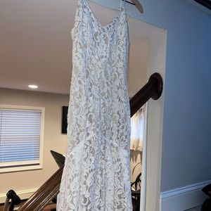 Lulu’s Flynn White Lace Maxi Dress